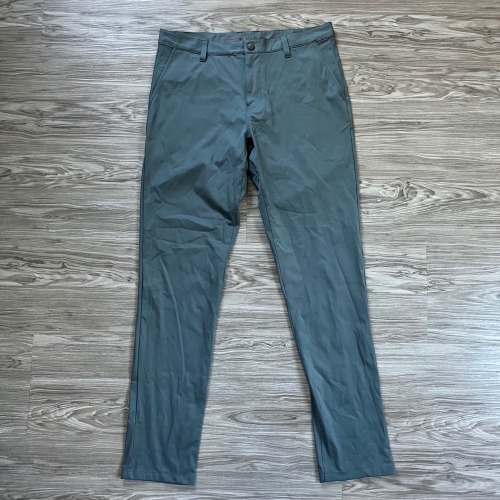 Rhone Commuter Pants Mens 33 Dark Green Slim Fit Technical Chino 100036